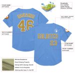Custom Name and Number Light Blue Old Gold-White Baseball Jersey - Personalized Authentic Throwback Mesh Team Apparel Personalized