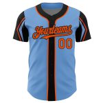 Custom Name & Number Authentic Baseball Jersey - Light Blue Orange Black, 3 Color Options, Personalized Arm Shapes Personalized