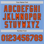 Custom Name & Number Authentic Baseball Jersey - Light Blue Orange Black, 3 Color Options, Personalized Arm Shapes Personalized