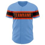 Personalized Light Blue Orange Black Baseball Jersey - Authentic Sports Apparel Personalized Light Blue Orange-Black Authentic
