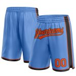 Custom Name and Number Personalized Light Blue Orange-Black Basketball Shorts Authentic Team Design Personalized Light Blue
