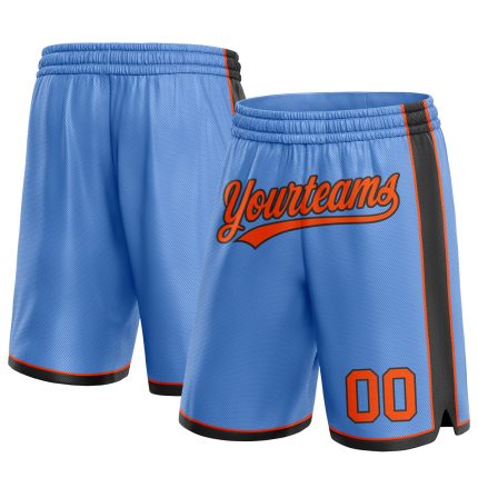 Custom Name and Number Personalized Light Blue Orange-Black Basketball Shorts Authentic Team Design Personalized Light Blue