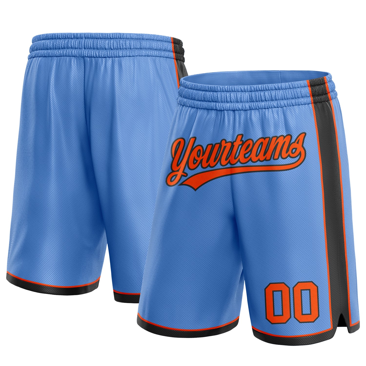 Custom Name and Number Personalized Light Blue Orange-Black Basketball Shorts Authentic Team Design Personalized Light Blue