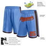 Custom Name and Number Personalized Light Blue Orange-Black Basketball Shorts Authentic Team Design Personalized Light Blue