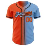 Custom Name and Number Authentic Gradient Baseball Jersey - Personalized Light Blue and Orange-Black Fashion Jersey Personalized