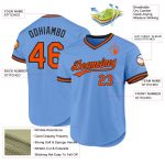 Custom Light Blue Orange-Black Baseball Jersey with Personalized Name & Number - Authentic Throwback Style Personalized Light