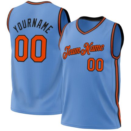 Light Blue Orange Black Personalized Throwback Basketball Jersey Authentic Personalized Light Blue Orange-Black Authentic