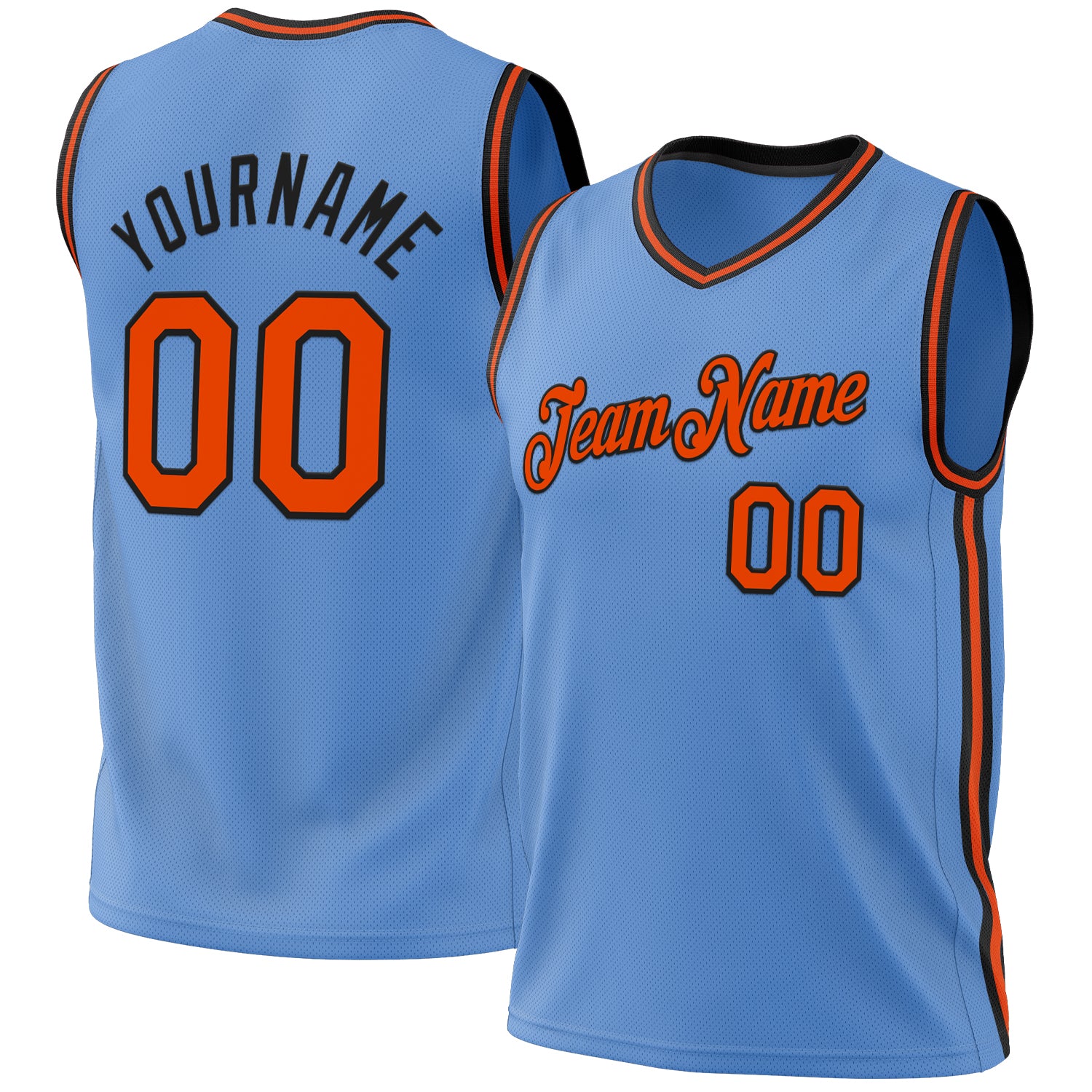 Light Blue Orange Black Personalized Throwback Basketball Jersey Authentic Personalized Light Blue Orange-Black Authentic