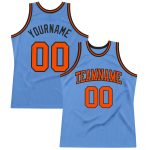 Custom Personalized Basketball Jersey - Light Blue Orange-Black Throwback with Custom Name & Number Personalized Light Blue