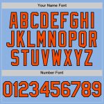 Custom Name and Number Authentic Baseball Jersey - Light Blue with Orange and Black Lines Personalized Light Blue Orange-Black