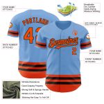 Custom Name and Number Authentic Baseball Jersey - Light Blue with Orange and Black Lines Personalized Light Blue Orange-Black