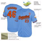 Custom Light Blue Orange-Black Mesh Baseball Jersey with Personalized Name and Number - Authentic Throwback Team Style Personalized