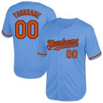 Custom Light Blue Orange-Black Mesh Baseball Jersey with Personalized Name and Number - Authentic Throwback Team Style Personalized