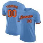 Custom Team Performance T-Shirt with Personalized Name & Number - Light Blue Orange-Black Personalized Light Blue Orange-Black