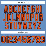 Custom Team Performance T-Shirt with Personalized Name & Number - Light Blue Orange-Black Personalized Light Blue Orange-Black