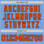 Custom Name and Number Two-Button Unisex Softball Jersey - Personalized Light Blue and Orange-Black Design Personalized Light