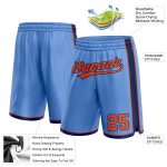 Custom Name and Number Basketball Shorts - Light Blue Orange Navy Authentic Team Sports Apparel Personalized Light Blue Orange-Navy