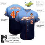 Custom Name & Number Light Blue Orange-Navy Fashion Baseball Jersey - Personalized Authentic Fade Team Jersey Personalized