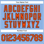Customizable Light Blue Orange Pinstripe Baseball Jersey with Name & Number - Authentic Team Jersey Personalized Light Blue