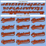 Customizable Light Blue Orange Pinstripe Baseball Jersey with Name & Number - Authentic Team Jersey Personalized Light Blue