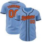 Customizable Light Blue Orange Pinstripe Baseball Jersey with Name & Number - Authentic Team Jersey Personalized Light Blue