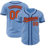 Custom Name and Number Orange Blue Pinstripe Authentic Baseball Jersey - Personalized Navy Team Jersey Personalized Light
