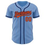 Custom Name and Number Orange Blue Pinstripe Authentic Baseball Jersey - Personalized Navy Team Jersey Personalized Light