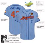 Custom Name and Number Baseball Jersey - Light Blue Orange Pinstripe Authentic Royal Team Gear Personalized Light Blue Orange