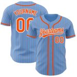 Custom Authentic Baseball Jersey with Personalized Name and Number - Light Blue and Orange Pinstripe Design Personalized