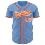 Custom Authentic Baseball Jersey with Personalized Name and Number - Light Blue and Orange Pinstripe Design Personalized