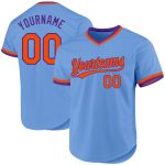 Personalized Custom Name Number Baseball Jersey Light Blue Orange Purple Authentic Throwback Personalized Light Blue Orange-Purple
