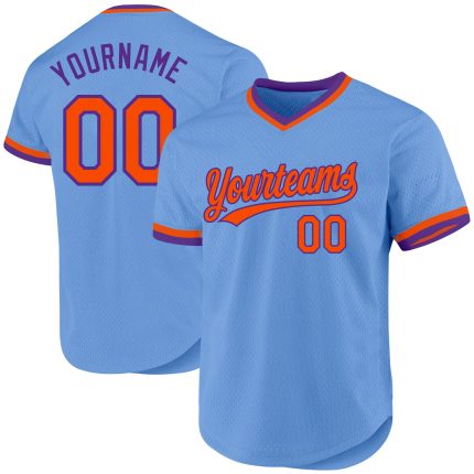 Personalized Custom Name Number Baseball Jersey Light Blue Orange Purple Authentic Throwback Personalized Light Blue Orange-Purple