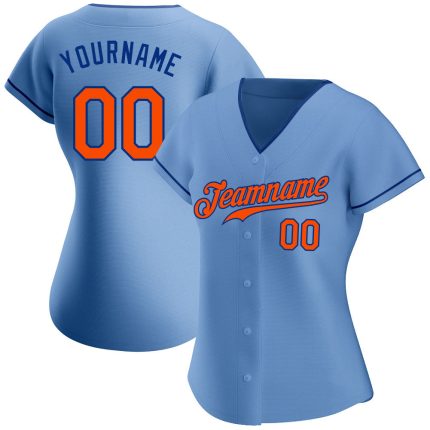 Custom Name and Number Baseball Jersey - Authentic Light Blue Orange-Royal Team Colors Personalized Light Blue Orange-Royal