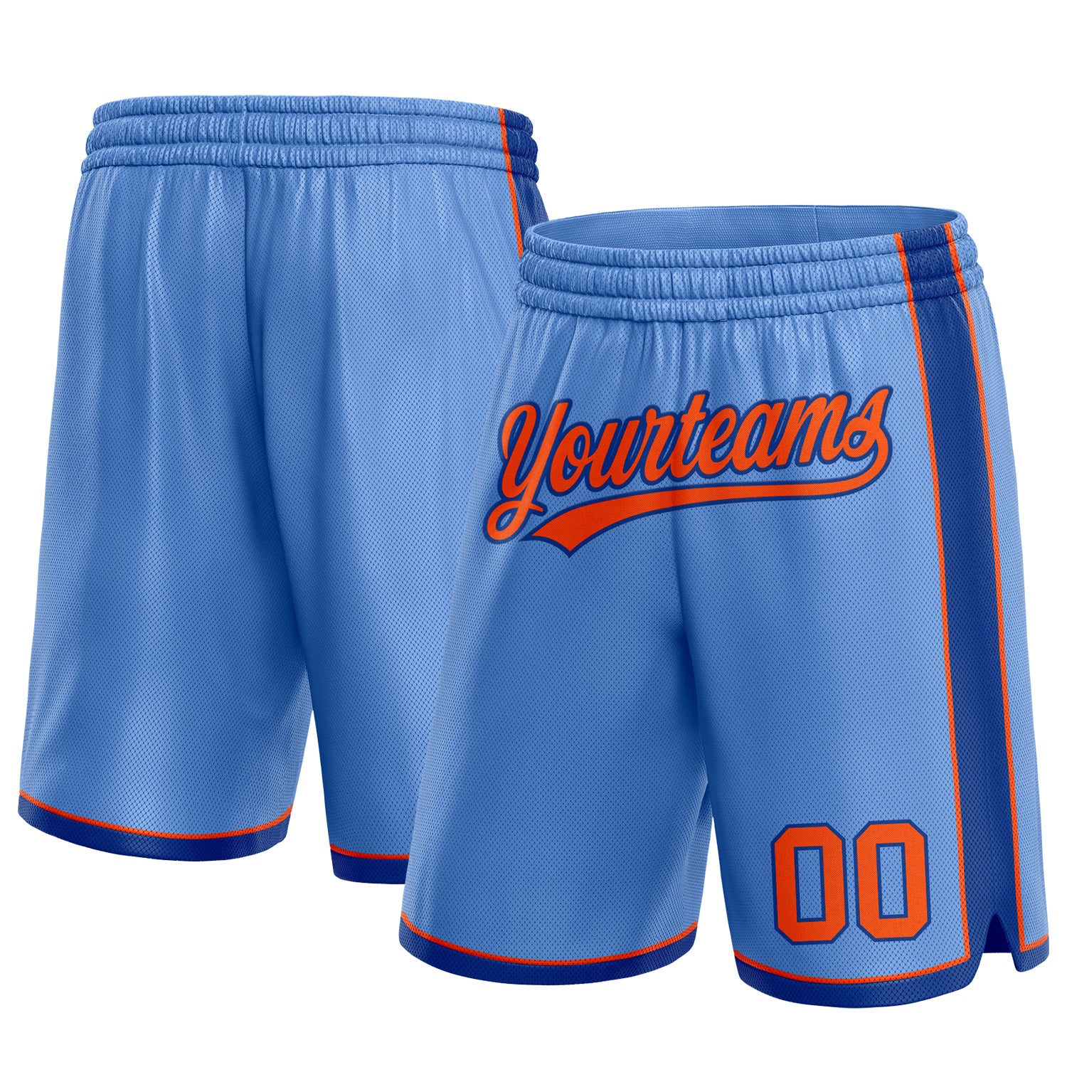 Custom Name Number Basketball Shorts in Light Blue Orange-Royal - Authentic Team Gear Personalized Light Blue Orange-Royal