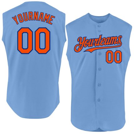 Personalized Light Blue Orange-Royal Authentic Baseball Jersey for Men - Sleeveless Design Personalized Light Blue Orange-Royal
