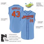 Custom Name and Number Authentic Sleeveless Baseball Jersey - Light Blue Orange-Royal Personalized Light Blue Orange-Royal