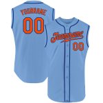 Custom Name and Number Authentic Sleeveless Baseball Jersey - Light Blue Orange-Royal Personalized Light Blue Orange-Royal
