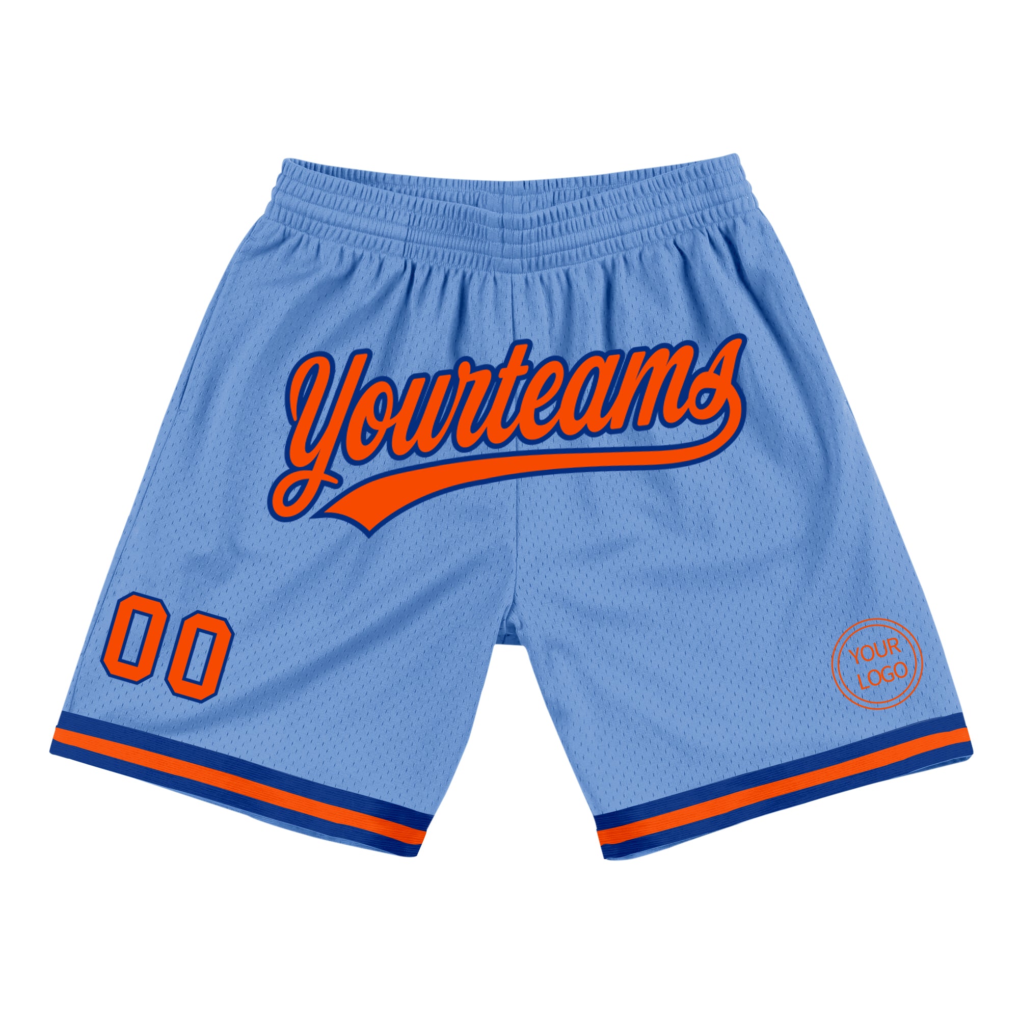 Custom Team Basketball Shorts - Personalized Light Blue Orange-Royal Authentic Throwback with Name and Number Personalized