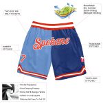 Custom Team Name Number Basketball Shorts - Light Blue Orange-Royal Authentic Throwback Split Fashion Personalized Light