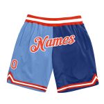 Custom Team Name Number Basketball Shorts - Light Blue Orange-Royal Authentic Throwback Split Fashion Personalized Light
