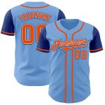 Custom Name Number Baseball Jersey - Personalized Light Blue Orange-Royal Two Tone Authentic Style Personalized Light Blue