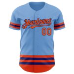 Custom Name & Number Light Blue Orange-Royal Line Authentic Baseball Jersey - Personalized Team Apparel Personalized Light