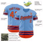 Custom Name & Number Light Blue Orange-Royal Line Authentic Baseball Jersey - Personalized Team Apparel Personalized Light