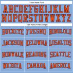 Custom Team Name Number Long Sleeve Performance T-Shirt in Light Blue and Orange-Royal Personalized Light Blue Orange-Royal