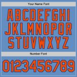 Custom Team Performance T-Shirt with Name and Number - Light Blue Orange-Royal Color Personalized Light Blue Orange-Royal