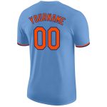 Custom Team Performance T-Shirt with Name and Number - Light Blue Orange-Royal Color Personalized Light Blue Orange-Royal