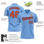 Custom Team Name and Number Performance Polo Shirt - Light Blue Orange-Royal Golf Shirt Personalized Light Blue Orange-Royal