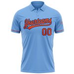 Custom Team Name and Number Performance Polo Shirt - Light Blue Orange-Royal Golf Shirt Personalized Light Blue Orange-Royal