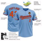 Custom Team Softball Jersey - Light Blue Orange-Royal Unisex, Two-Button, Personalized Name & Number Personalized Light Blue