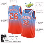 Custom Name & Number Basketball Jersey - Light Blue Orange-White Fade Fashion Design, Authentic Team Apparel Personalized